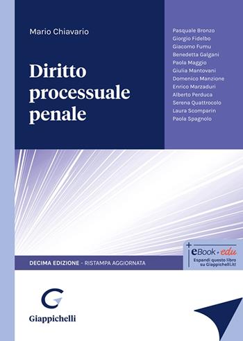 Diritto processuale penale. Nuova ediz. - Mario Chiavario - Libro Giappichelli 2024 | Libraccio.it