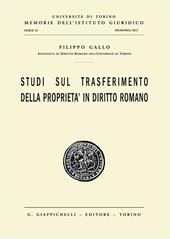 Studi sul trasferimento della proprietà in diritto romano