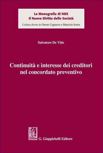 Continuità e interesse dei creditori nel concordato preventivo - Salvatore De Vitis - Libro Giappichelli 2026, Le monografie di NDS. Il nuovo diritto delle società | Libraccio.it