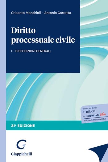 Diritto processuale civile. Vol. 1: Disposizioni generali - Crisanto Mandrioli, Antonio Carratta - Libro Giappichelli 2026 | Libraccio.it