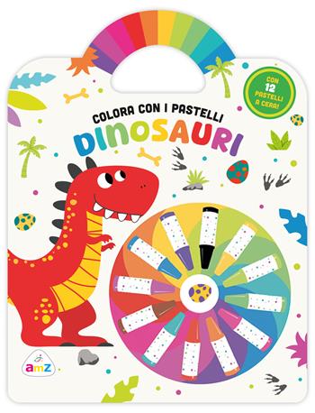 Dinosauri. Colora coi pastelli. Ediz. illustrata. Con 12 pastelli a cera  - Libro AMZ 2026, Sticker e coloring | Libraccio.it