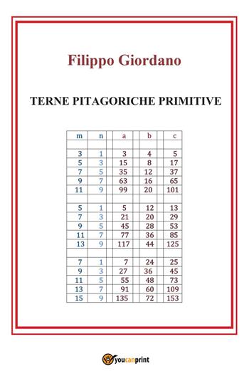 Terne pitagoriche primitive - Filippo Giordano - Libro Youcanprint 2022 | Libraccio.it