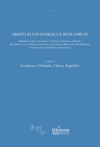 Diritti di uso pubblico e beni comuni. Riedizione critica dell’arringa di Pasquale Stanislao Mancini, «Del diritto di uso pubblico del Comune e del popolo di Roma sulla Villa Borghese», corredata della pertinente giurisprudenza  - Libro Firenze University Press 2026, Strumenti del Dipartimento di Giurisprudenza di Siena | Libraccio.it