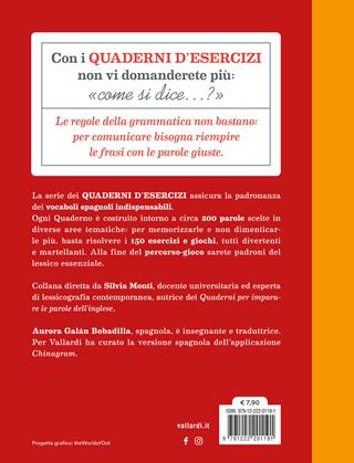 Quaderno d'esercizi per imparare le parole dello spagnolo. Vol. 2 - Aurora Galán Bobadilla - Libro Vallardi A. 2024 | Libraccio.it