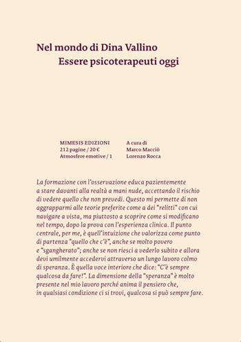 Nel mondo di Dina Vallino. Essere psicoterapeuti oggi - Rocca - Libro Mimesis 2025 | Libraccio.it