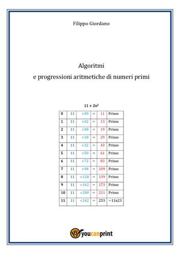 Algoritmi e progressioni aritmetiche di numeri primi - Filippo Giordano - Libro Youcanprint 2026 | Libraccio.it