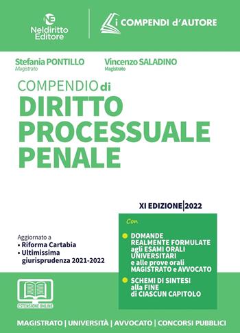 Compendio di diritto processuale penale - Stefania Pontillo, Vincenzo Saladino - Libro Neldiritto Editore 2022 | Libraccio.it
