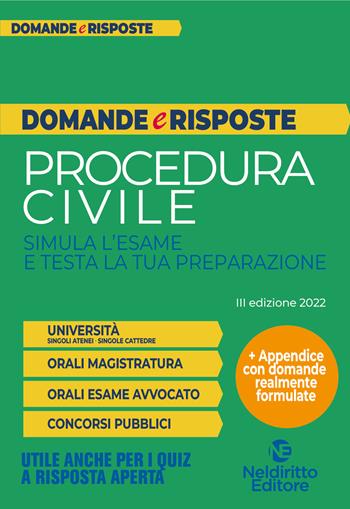 Domande e risposte di procedura civile  - Libro Neldiritto Editore 2022 | Libraccio.it