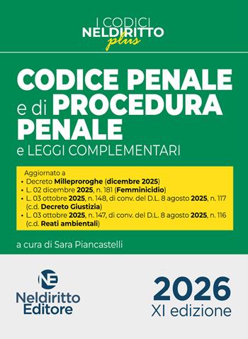 Codice penale e di procedura penale Plus 2026.  - Libro Neldiritto Editore 2026, Codici plus | Libraccio.it