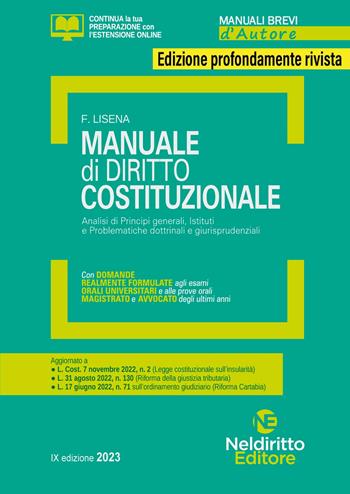 Manuale di diritto costituzionale - Floriana Lisena - Libro Neldiritto Editore 2023, Manuali brevi d'autore | Libraccio.it