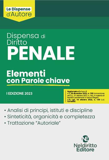 Dispensa di diritto penale. Elementi con parole chiave  - Libro Neldiritto Editore 2023, Dispense d'autore | Libraccio.it
