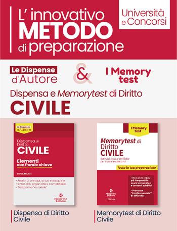Kit le dispense d'autore: Dispensa di diritto civile. Elementi con parole chiave-Memorytest di diritto civile - Carlo Spampinato - Libro Neldiritto Editore 2023 | Libraccio.it