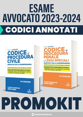 Kit Codici Esame Avvocato 2023: Codice procedura civile annotato con la giurisprudenza-Codice procedura penale - Roberto Garofoli - Libro Neldiritto Editore 2023 | Libraccio.it