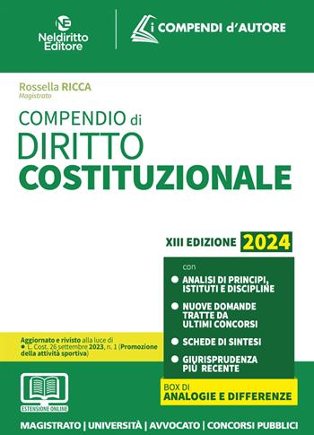 Compendio di diritto costituzionale. - Rossella Ricca - Libro Neldiritto Editore 2024 | Libraccio.it