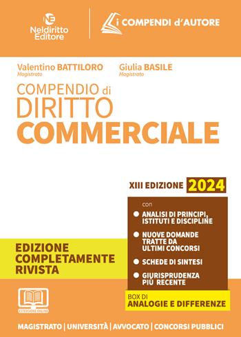 Compendio di diritto commerciale - Valentino Battiloro, Alessio Battiloro - Libro Neldiritto Editore 2024 | Libraccio.it
