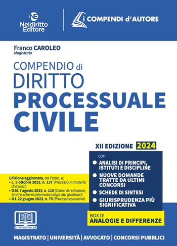 Compendio di diritto processuale civile. - Franco Caroleo - Libro Neldiritto Editore 2023 | Libraccio.it