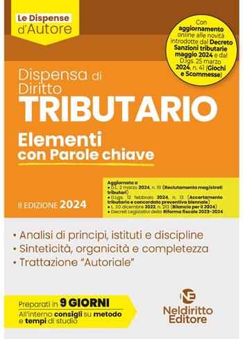 Dispensa di diritto tributario. Elementi con parole chiave  - Libro Neldiritto Editore 2024 | Libraccio.it