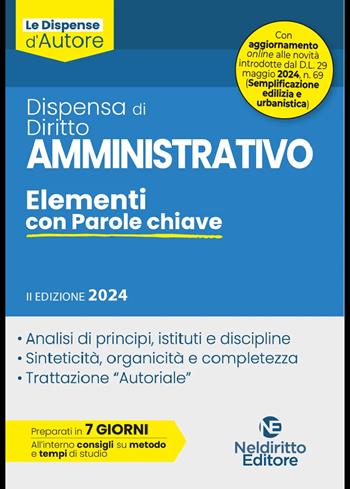Dispensa di diritto amministrativo. Elementi con parole chiave. Nuova ediz.  - Libro Neldiritto Editore 2023, Dispense d'autore | Libraccio.it