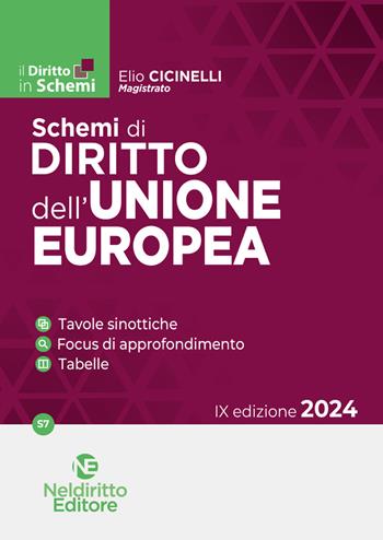 Schemi di diritto dell'Unione Europea - Elio Cicinelli - Libro Neldiritto Editore 2024, Il diritto in schemi | Libraccio.it