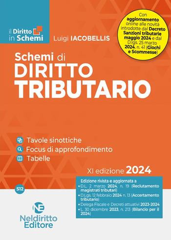 Schemi di diritto tributario - Luigi Iacobellis - Libro Neldiritto Editore 2024 | Libraccio.it