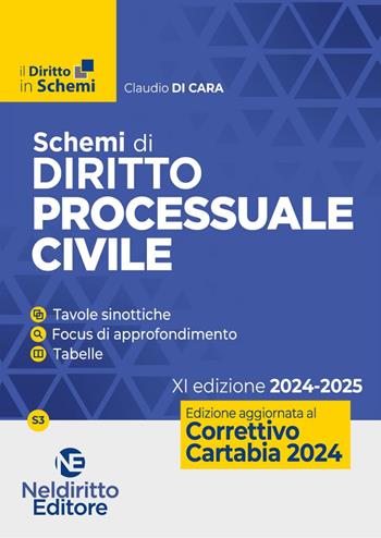 Schemi di diritto procedura civile. Aggiornato al Decreto Correttivo Cartabia D.Lgs. 31 ottobre 2024, n. 164 - Claudio Di Cara - Libro Neldiritto Editore 2024, Il diritto in schemi | Libraccio.it
