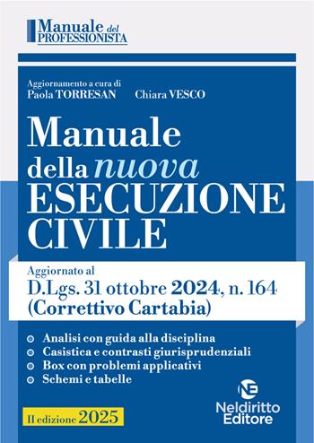 Manuale della nuova esecuzione civile. Aggiornato al Decreto correttivo Cartabia D.Lgs. 31 ottobre 2024, n. 164  - Libro Neldiritto Editore 2024 | Libraccio.it