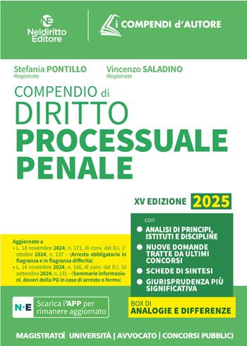 Compendio di procedura penale 2025. Nuova ediz. - Stefania Pontillo, Vincenzo Saladino - Libro Neldiritto Editore 2025 | Libraccio.it