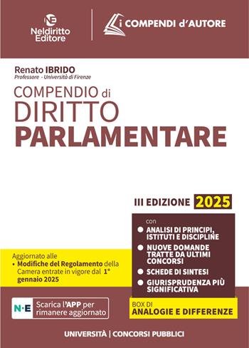 Compendio di diritto parlamentare 2025 - Renato Ibrido - Libro Neldiritto Editore 2025, I compendi d'autore | Libraccio.it