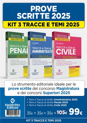 Kit 3 volumi Temi e tracce per il concorso in magistratura 2025  - Libro Neldiritto Editore 2025 | Libraccio.it