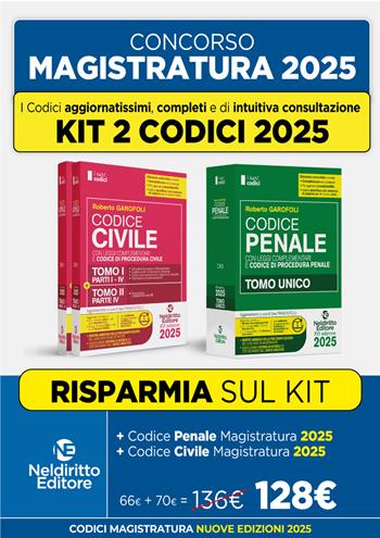 Kit 2 codici normativi civile e penale 2025 per il concorso in Magistratura - Roberto Garofoli - Libro Neldiritto Editore 2025 | Libraccio.it