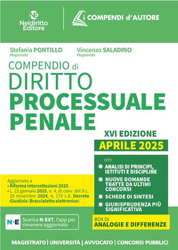 Compendio di procedura penale. Aprile 2025 - Stefania Pontillo, Vincenzo Saladino - Libro Neldiritto Editore 2025, I compendi d'autore | Libraccio.it