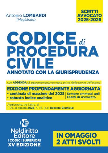 Codice di procedura civile. Annotato con la giurisprudenza. Nuova ediz. - Antonio Lombardi - Libro Neldiritto Editore 2025 | Libraccio.it