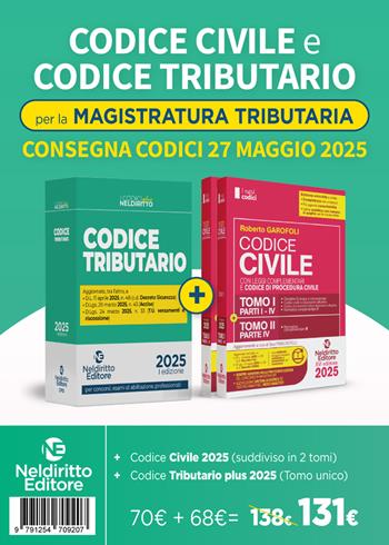 Kit 2 Codici normativi per il Concorso in Magistratura tributaria 2025: Codice Civile + Codice Tributario  - Libro Neldiritto Editore 2025 | Libraccio.it