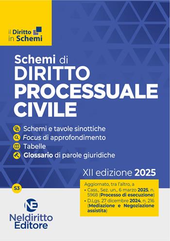 Schemi di Procedura civile 2025. II edizione aggiornata al I e al II Correttivo Cartabia. Maggio 2025 - Claudio Di Cara - Libro Neldiritto Editore 2025 | Libraccio.it