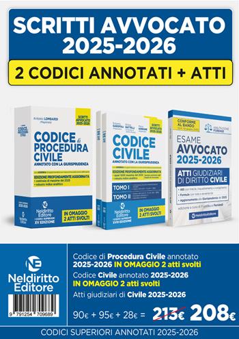 Kit codice civile e codice di procedura civile annotato con la giurisprudenza per l'esame di avvocato 2025-2026 + Atti di diritto civile 2025 - Roberto Garofoli, Ettore Battelli, Maria Iannone - Libro Neldiritto Editore 2025 | Libraccio.it