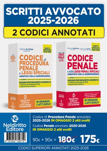 Kit codice penale e codice di procedura penale annotato con la giurisprudenza per l'esame di avvocato 2025-2026 - Roberto Garofoli, Gian Luigi Gatta - Libro Neldiritto Editore 2025 | Libraccio.it