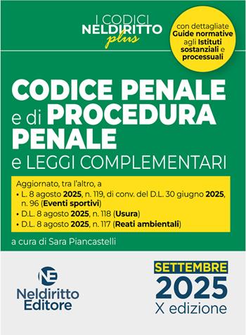 Codice penale e di procedura penale plus. Settembre 2025  - Libro Neldiritto Editore 2025, Codici plus | Libraccio.it