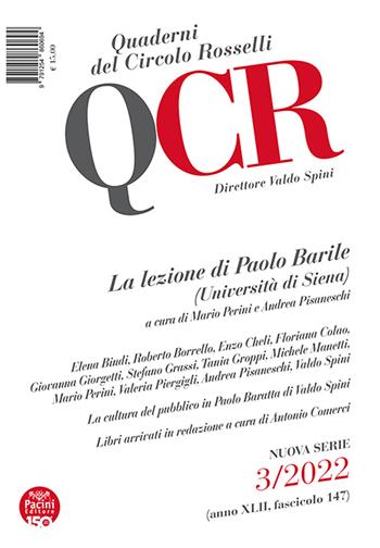 QCR. Quaderni del Circolo Rosselli (2022). Vol. 3: lezione di Paolo Barile (Università di Siena), La.  - Libro Pacini Editore 2022 | Libraccio.it