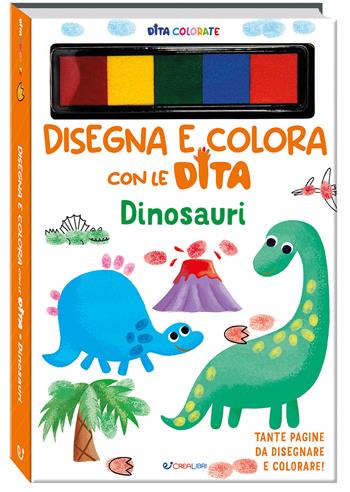 Dinosauri. Disegna e colora con le dita. Ediz. a spirale - Elizabeth Golding - Libro Crealibri 2024 | Libraccio.it