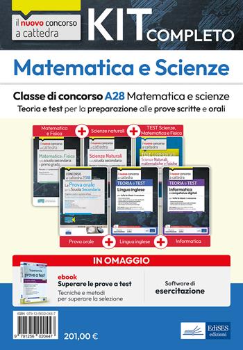 Kit completo matematica e scienze. Classe di concorso A28. Teoria e test per la preparazione alle prove scritte e orali.  - Libro Edises professioni & concorsi 2023, Concorso a cattedra | Libraccio.it