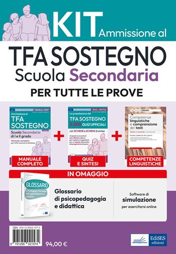 Kit base specializzazione sostegno didattico scuola secondaria. Eserciziari + Manuale + Software + Glossario. Con software di simulazione  - Libro Edises professioni & concorsi 2024 | Libraccio.it