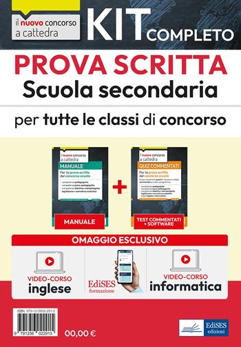 Kit completo prova scritta scuola secondaria. Teoria e test per la prova scritta  - Libro Edises professioni & concorsi 2024, Concorso a cattedra | Libraccio.it