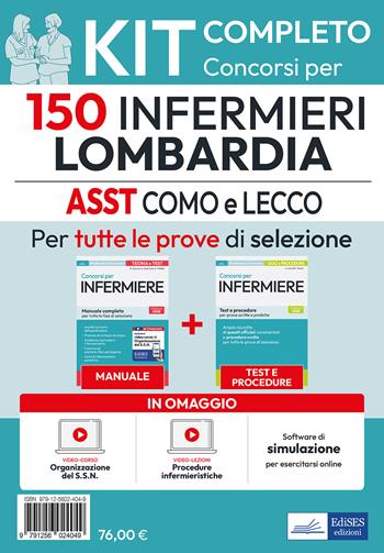 Kit 150 Infermieri Lombardia: ASST Lariana (Como), ASST Lecco. Manuale, test, video lezioni di procedure infermieristiche. Con software di simulazione. Con video-corso. Con DVD video - Rosaria Alvaro, Rosario Caruso, Guglielmo Guerriero - Libro Edises professioni & concorsi 2025 | Libraccio.it