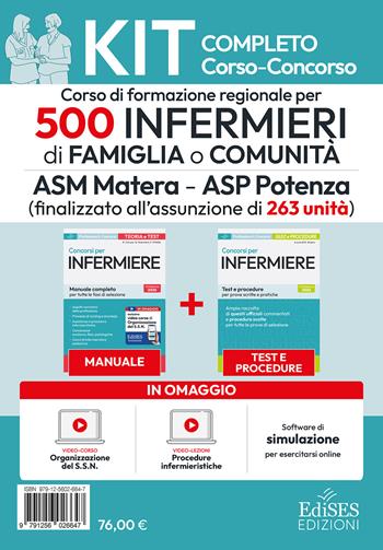Concorso 500 infermieri di famiglia o comunità ASM Matera – ASP Potenza. Kit completo. Con Legislazione sanitaria regionale. per infinite esercitazioni. Con video-corso di organizzazione del servizio sanitario e video-lezioni di procedure infermieristiche - Rosario Caruso, Guglielmo Guerriero, Francesco Pittella - Libro Edises professioni & concorsi 2026, Professioni & concorsi | Libraccio.it