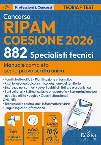 Concorso RIPAM Coesione 2026. 882 Specialisti tecnici. Manuale per la prova scritta unica  - Libro Edises professioni & concorsi 2026, Professioni & concorsi | Libraccio.it