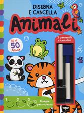 Animali. Disegna e cancella. Ediz. illustrata. Con 2 pennarelli e cancellini