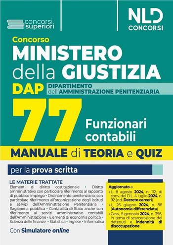 Manuale concorso Ministero della Giustizia 77 Funzionari contabili DAP. Con espansione online  - Libro Nld Concorsi 2024, Concorsi superiori | Libraccio.it