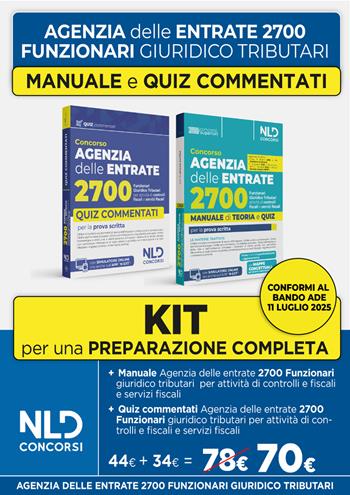 Kit Concorso Agenzia delle Entrate 2700 funzionari giuridico tributari per l'attività tributaria. Manuale + quiz commentati  - Libro Nld Concorsi 2025 | Libraccio.it