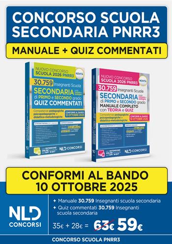 Concorso scuola PNRR3 Secondaria: kit con manuale di teoria + quiz commentati per la preparazione alla prova scritta del concorso scuola 2025-2026. Nuova ediz.  - Libro Nld Concorsi 2025 | Libraccio.it