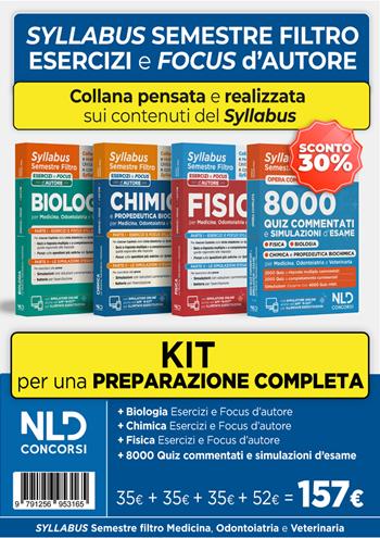 Kit Syllabus per la preparazione al semestre filtro: Biologia + Chimica + Fisica + 8000 quiz commentati e simulazioni d'esame. Nuova ediz.  - Libro Nld Concorsi 2026 | Libraccio.it